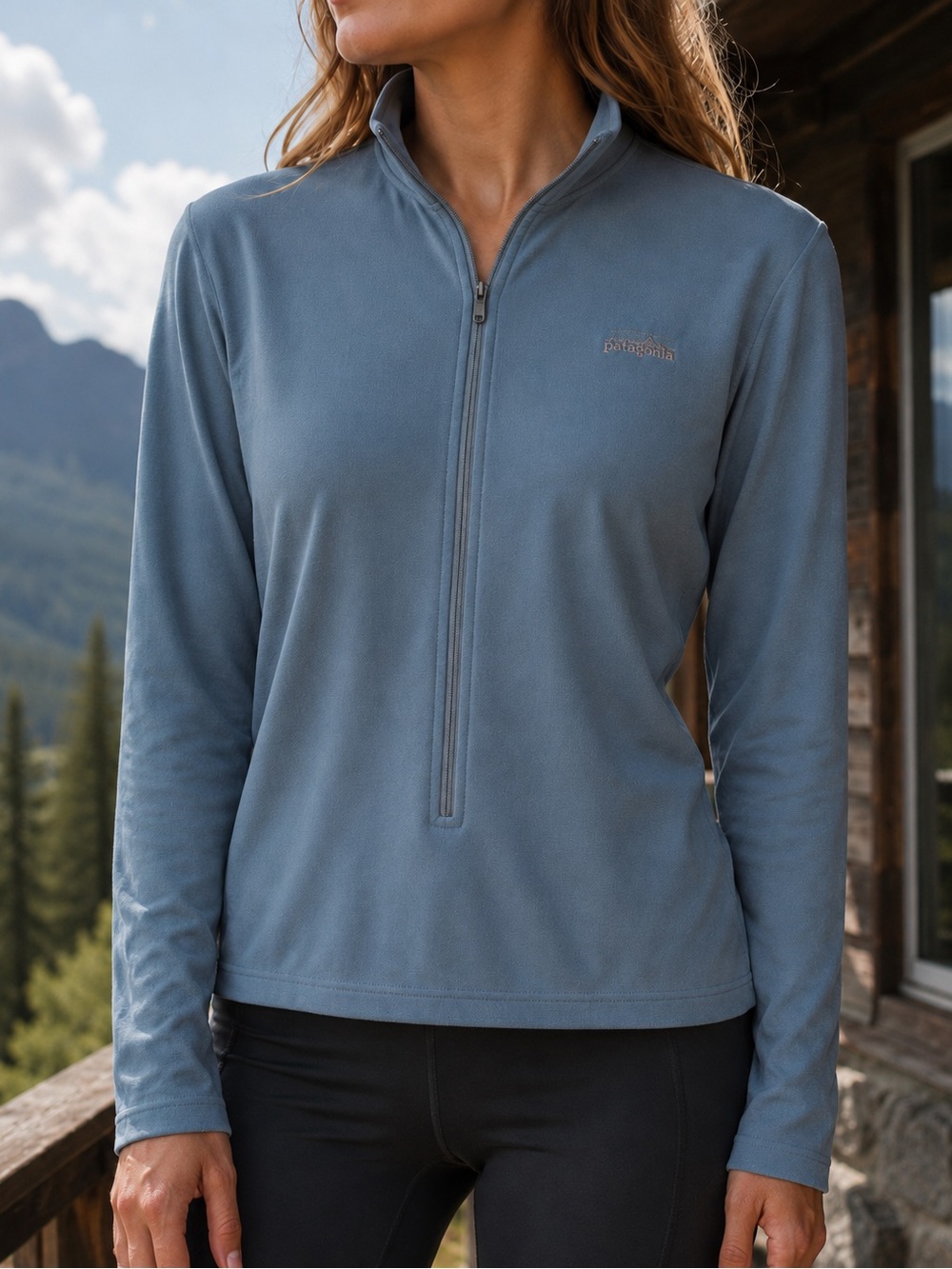 Patagonia 3/4 Zip Pullover Blue Medium Performance